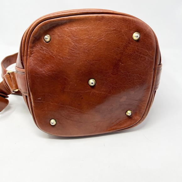 Marino Orlandi Italian Cognac Leather Convertible Bucket Bag Backpack Crossbody main image 11